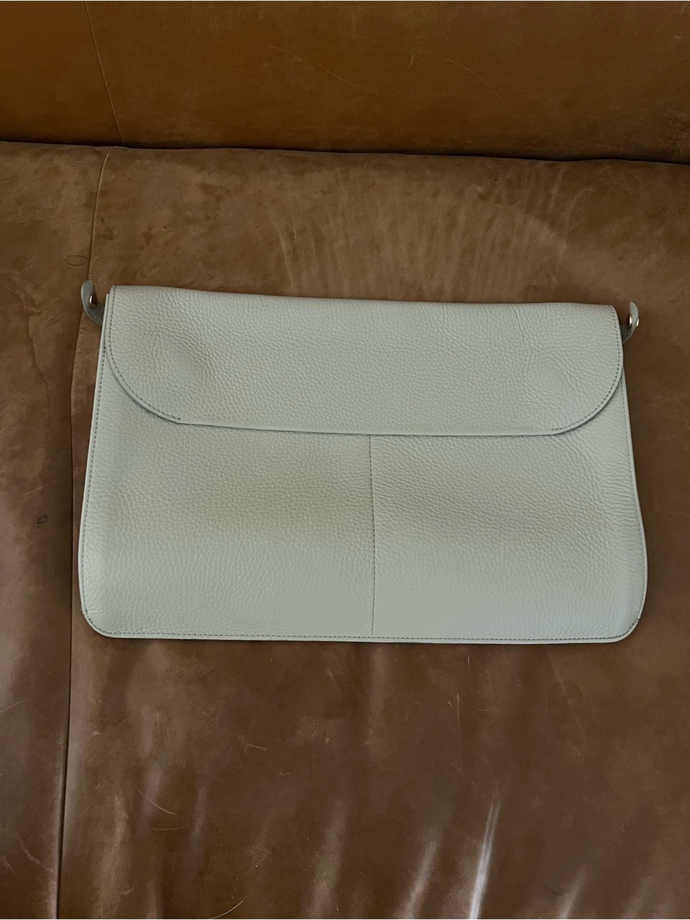 Cuyana Cream Pebbled Leather Laptop Sleeve - holds up to 15 in